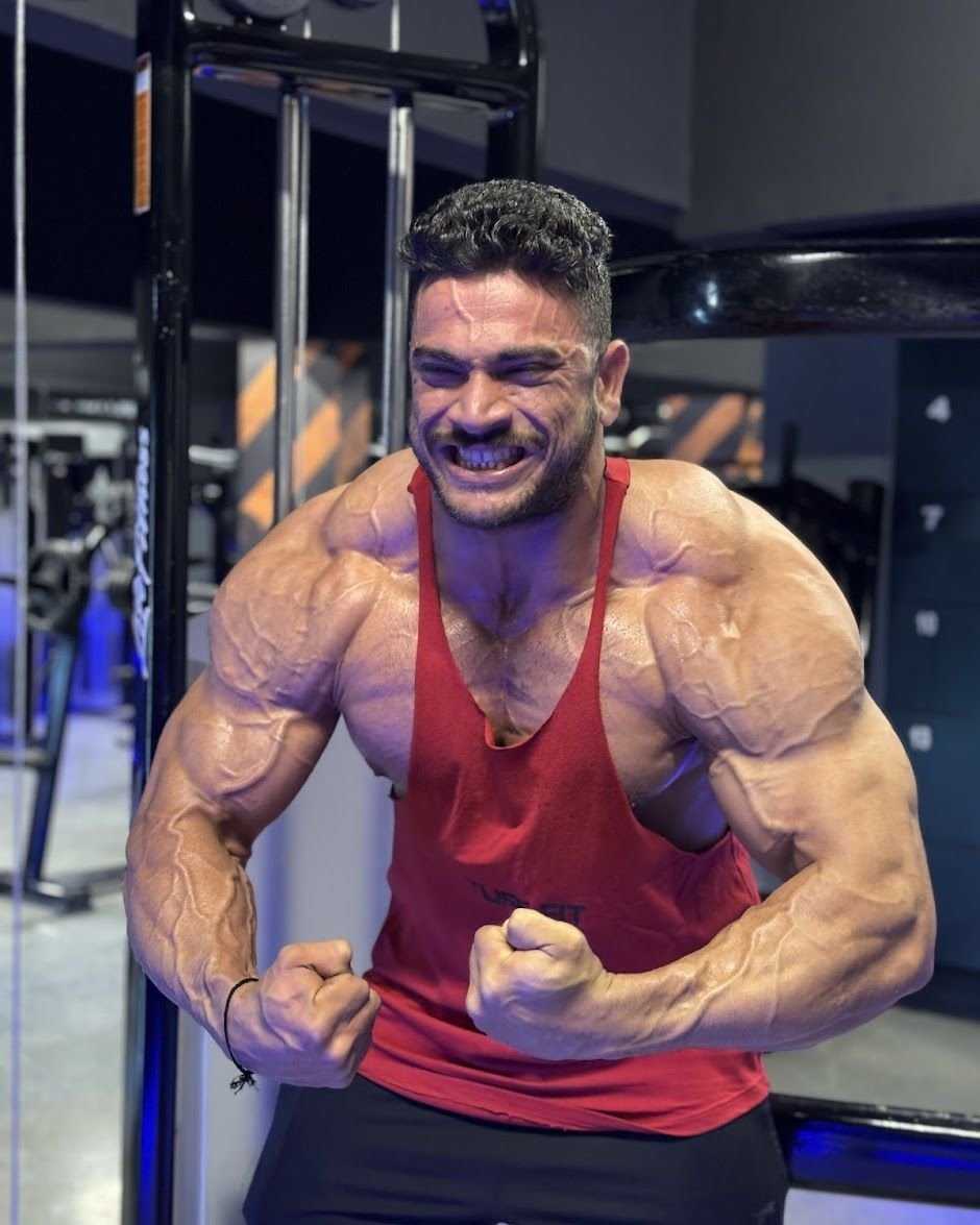 Athlete flexing after a session